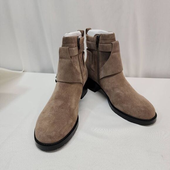 NYDJ Women's Size 11 Parvani Tan Ankle Booties Buckels Suede New - Picture 2 of 11